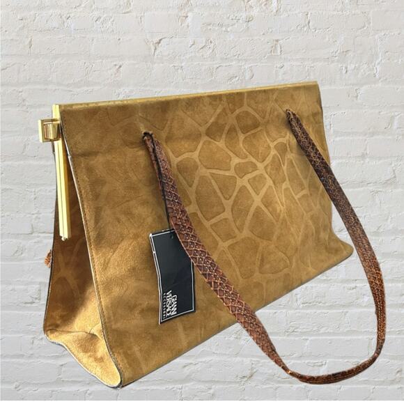 Gianni Versace Borsa Crosta Suede,Python Strap Handbag – Vintage 80s–90s, Unused - Picture 1 of 12